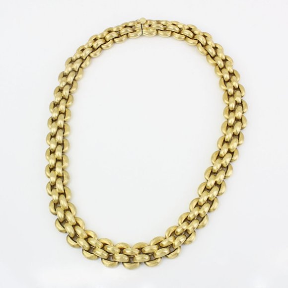 Vintage 18k Yellow Gold Fancy Chain Link Necklace by H.W. Burdick Co. - Italy - Picture 1 of 4